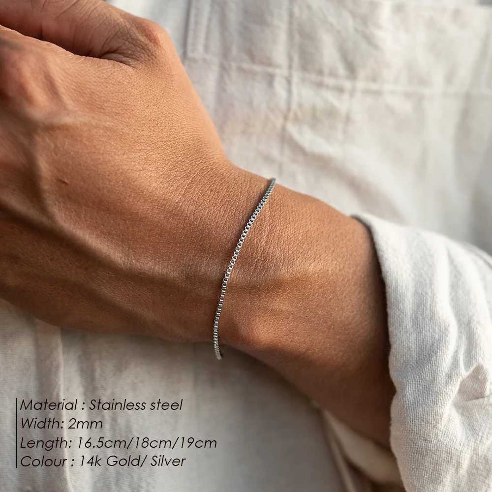 eManco Charm for Women Jewelry Gifts Minimalist Mens Bracelet Support Wholesale Silver Color Stainless Steel Box Chain Bracele W250904