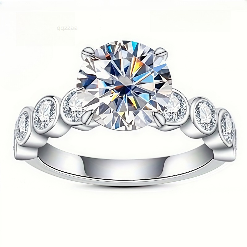 Trendy Engagement 3Carat Moissanite Wedding Anniversary Party Ring in Gold Plated Elegant Moissanite Ring