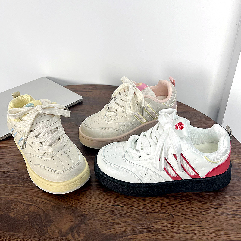 Women's platform shoes 2025 new style low-top round-toe women's shoes ins trendy versatile niche white shoes canvas shoes
