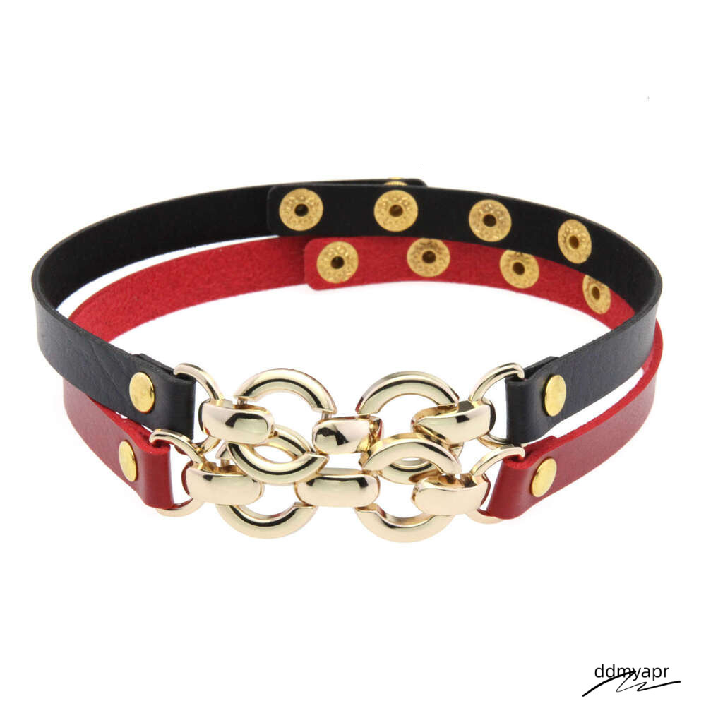 Adjustable PU Leather Punk Choker Necklace With Ddmyday Bold Gold Metal Rings Gothic Statement Collar For Women And Men Ddmyday