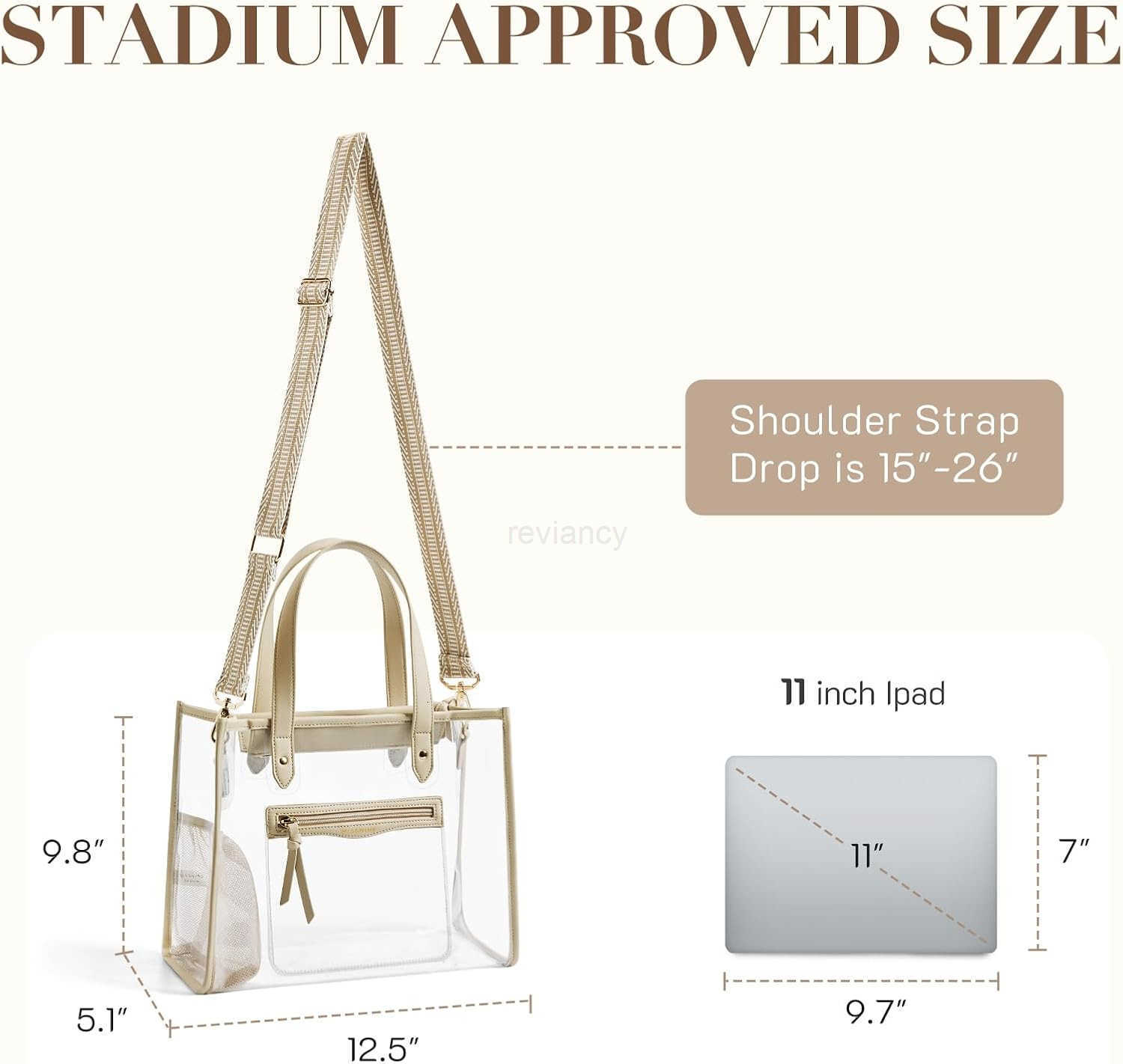 Clear Tote Bag for Women Thick PVC Clear Bag for Stadium Events with Guitar Strap Transparent for Concert BeachW250904