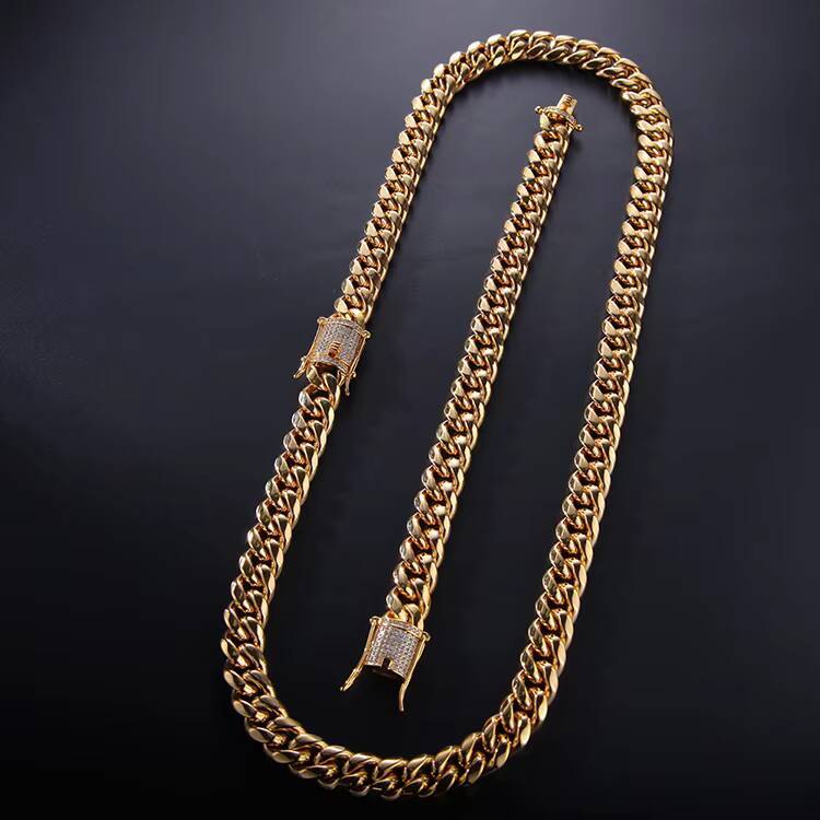 Iced Out Moissanite Cuban Chain Bracelet Necklace Mens Hip Hop Jewelry Brass Material Moissanite Clasp Cuban Link Chain Necklace