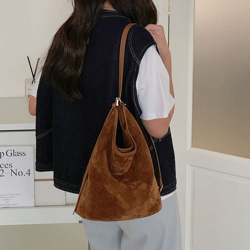 Luxury bag Top Layer Bucket New Minimalist Style Niche Suede Genuine Leather Single Shoulder Crossbody Bag for Women