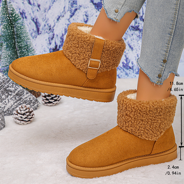 Flat-bottomed boots, women's shoes, cotton shoes, padded for warmth, snow boots