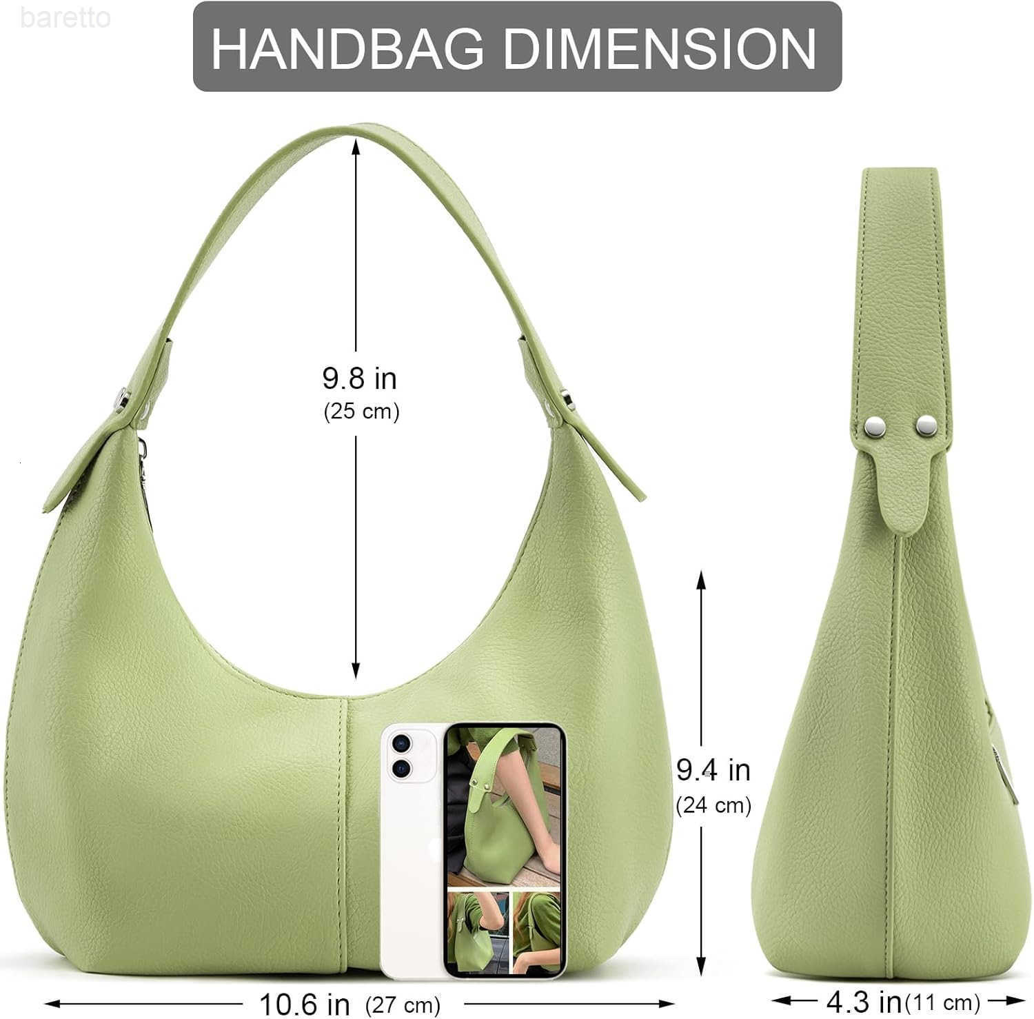 Crescent Shoulder Bags for Women Vegan Leather Hobo Handbag Slouchy Tote Purses M250903