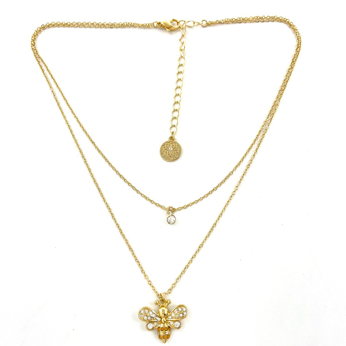 Elegant Jewelry Classic Little Bee Inlaid Dia Pendant Double Layer Clavicle Chain Versatile Women's Necklace Hardware Girl