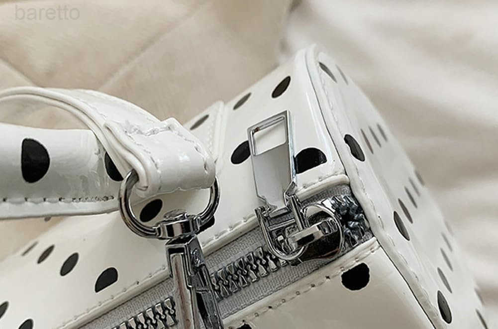 Polka Dot Crossbody Bags for Women Round Boston Bag Glossy Purses for Women Satchel Handbag Cute Mini Bucket Bag 2025 Trendy M250904