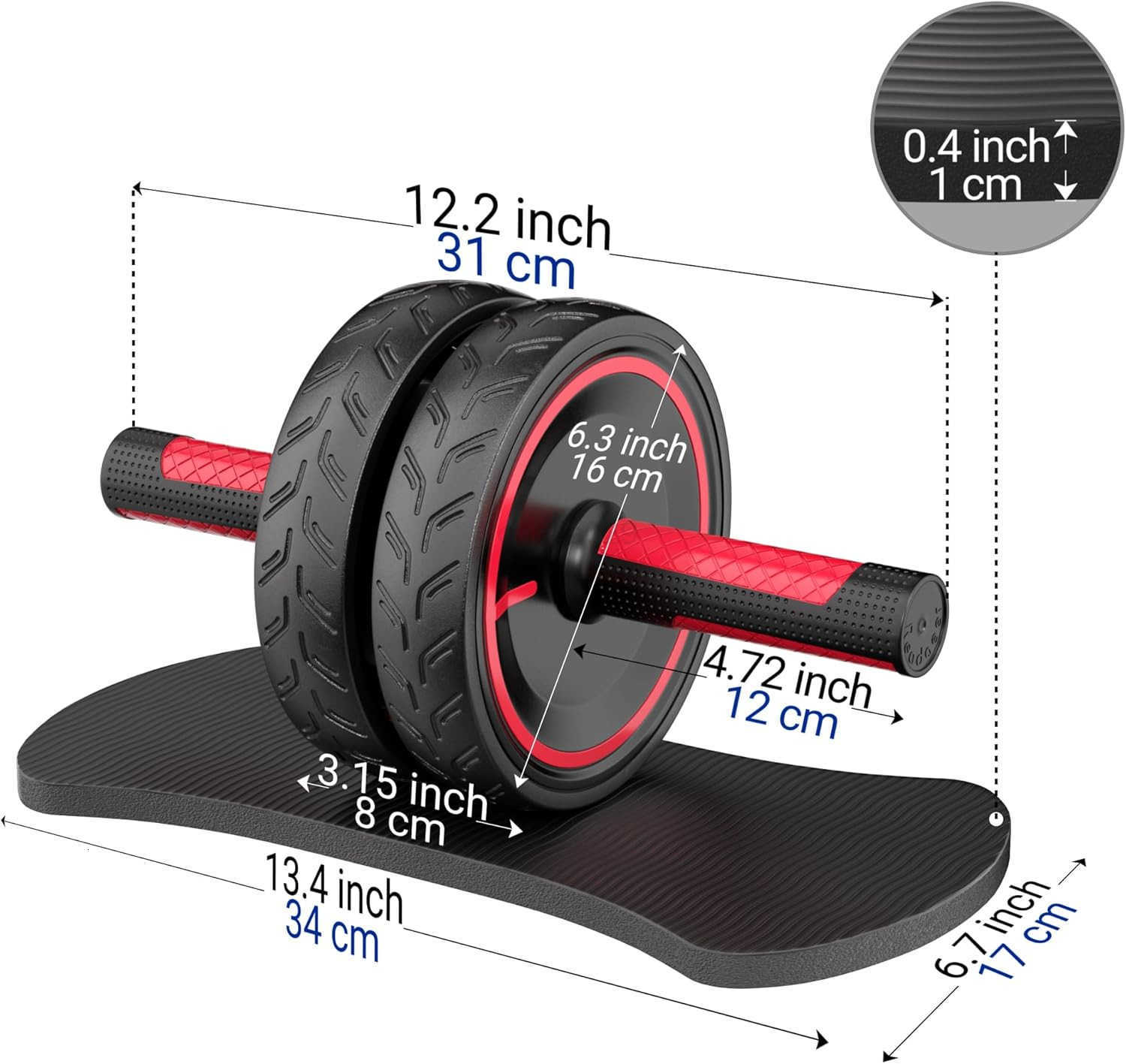 Ab Roller Wheel Heavy Duty Workout Equipment for Home Gym Professional Metal Handle with Rubber Surface Abdominal Exercise Wheel for Strength Training