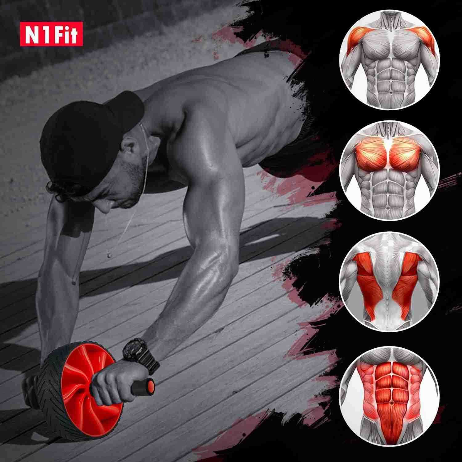 Ab Roller Wheel Ab Workout Equipment for Abdominal Core Strength Training Home Gym Fitness Equipment Exercise Wheel for Men Women W250903