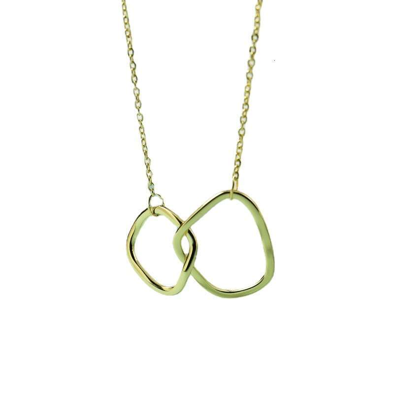 Irregular Double Ring Necklace Women, Collarbone Chain, Fashionable and Versaile for Sudens, Sexy Neck Jewelry, Inerne Celebriy Syle, Enhances
