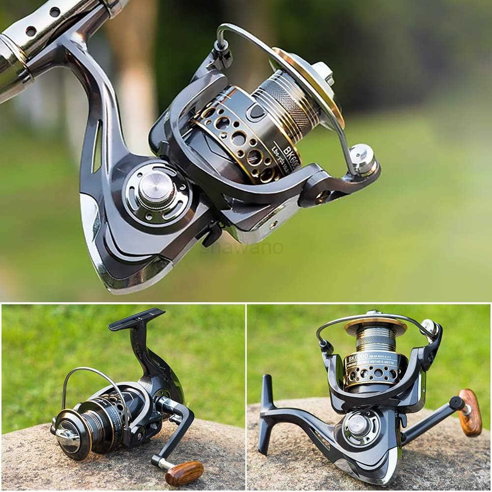 Spinning Reel Saltwater Fishing Reels with Wooden Handle 13 BB Light Weight 43LB Max Drag 471521 Gear Ratio SummerICE Fishing Beginners Kids Friendly 