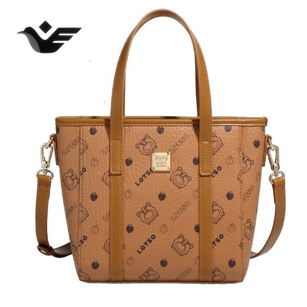 Feiyan Free Shipping New Designer Bag Luxury Shopping Bag Strawberry Bear Print Small Tote Bag Women's Sweet Versatile Handbag Shoulder Bag