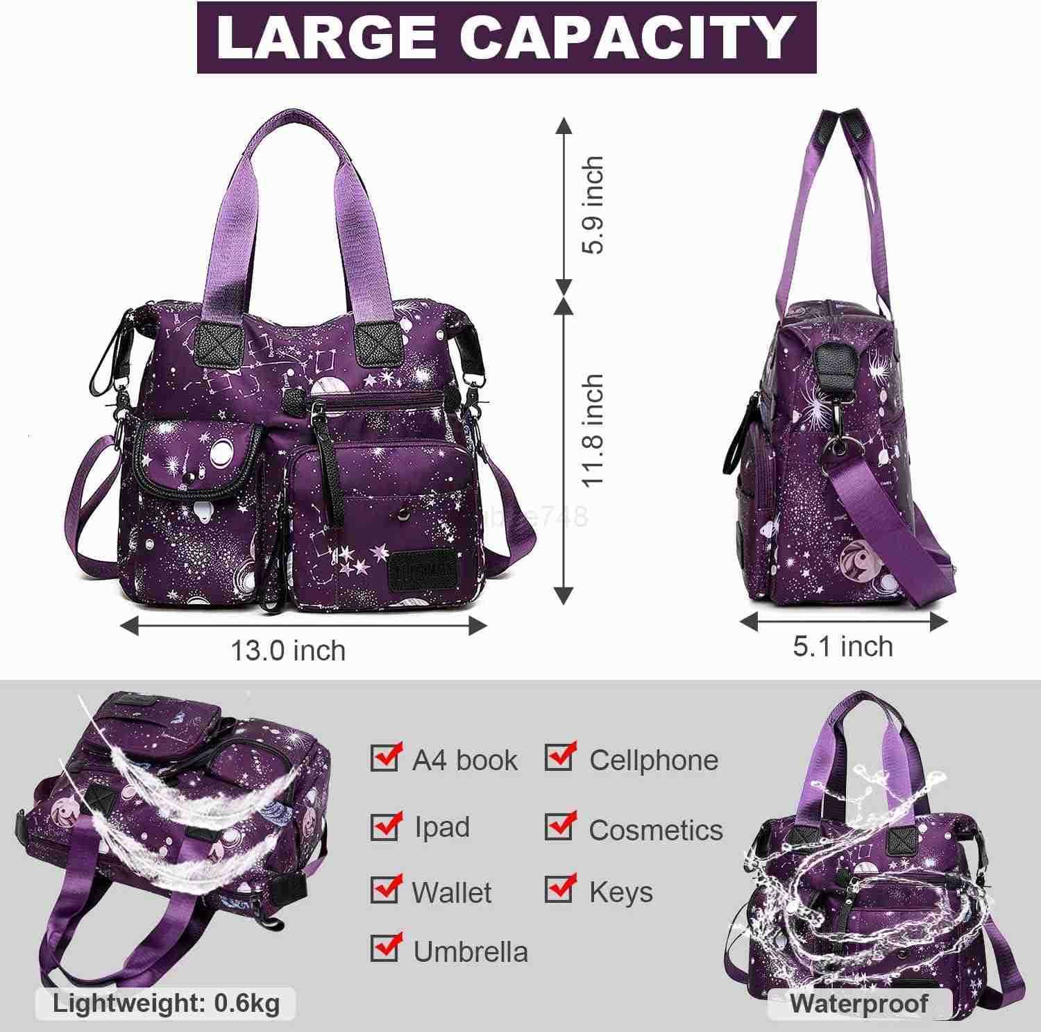 Tote Bag for WomenMulti Pockets Shoulder HandbagNurse Bag for WorkLarge Cross body PurseFashion Nylon Top Handle Satchel M250904
