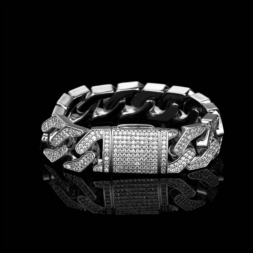 NUOYA Women Bling Moissanite Stone Cuban Link Bracelet Gold Plated Iced Out Diamond Cuban Chain Bracelet Fashion Jewelry