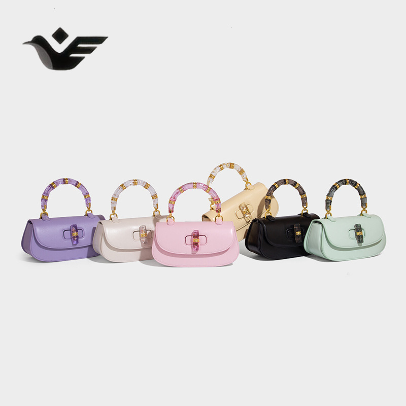 Feiyan Free Shipping New Designer Bag Luxury Shopping Bag Crystal Bamboo Knot Bag Versatile Saddle Bag 2025 New Women's Bag High-end Simple Trend