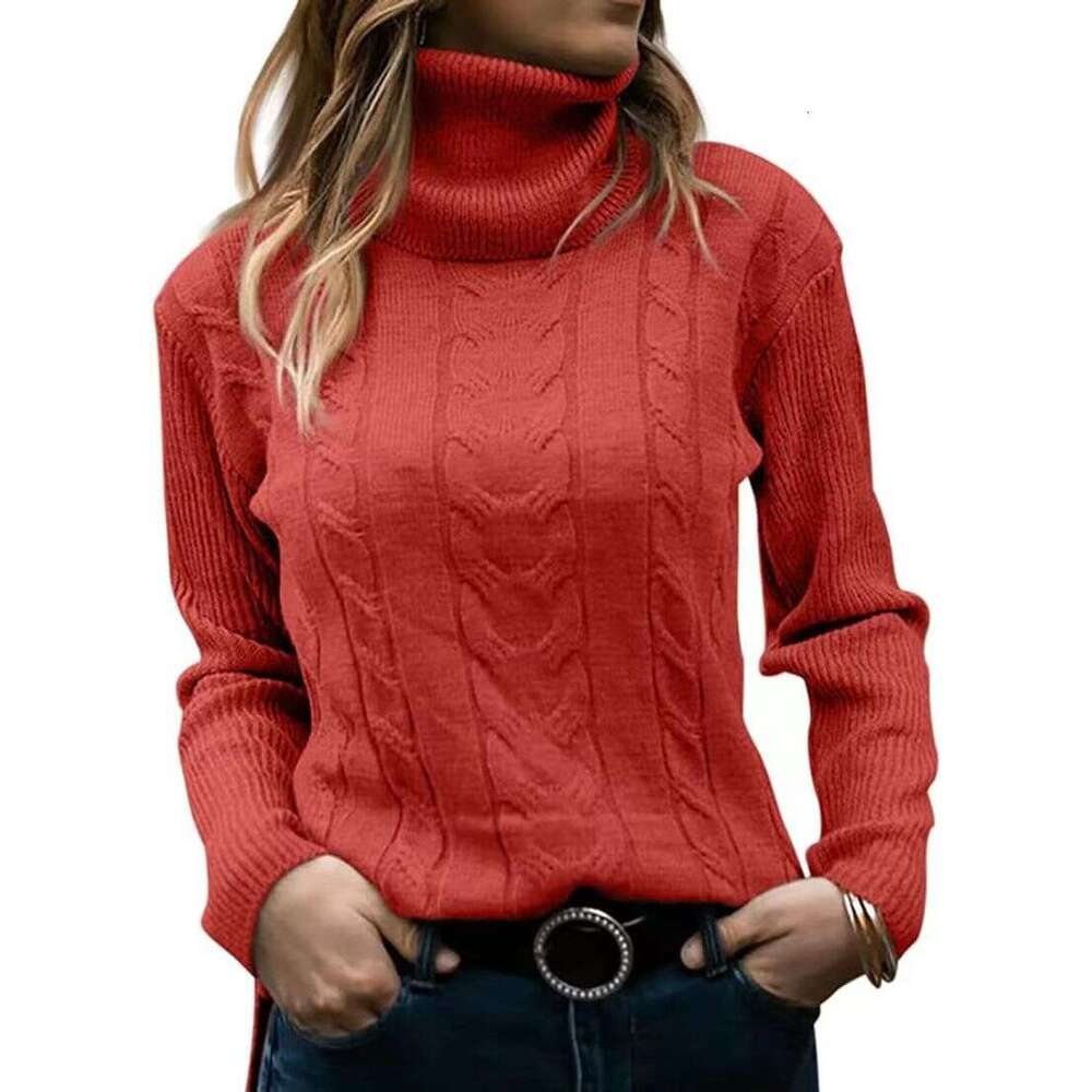 Women's Clothing Autumn And Winter New Solid Color Turtleneck Retro Long Sleeved Sweater Women's Clothing