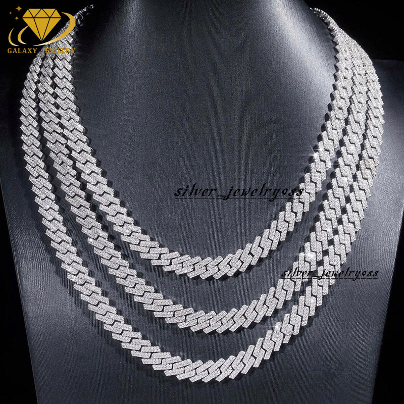 Wholesale 2rows Moissanite Cuban Chain 814mm 925 Silver Iced Out Mosssanite Diamond Fine Cuban Chain Link Bracelets
