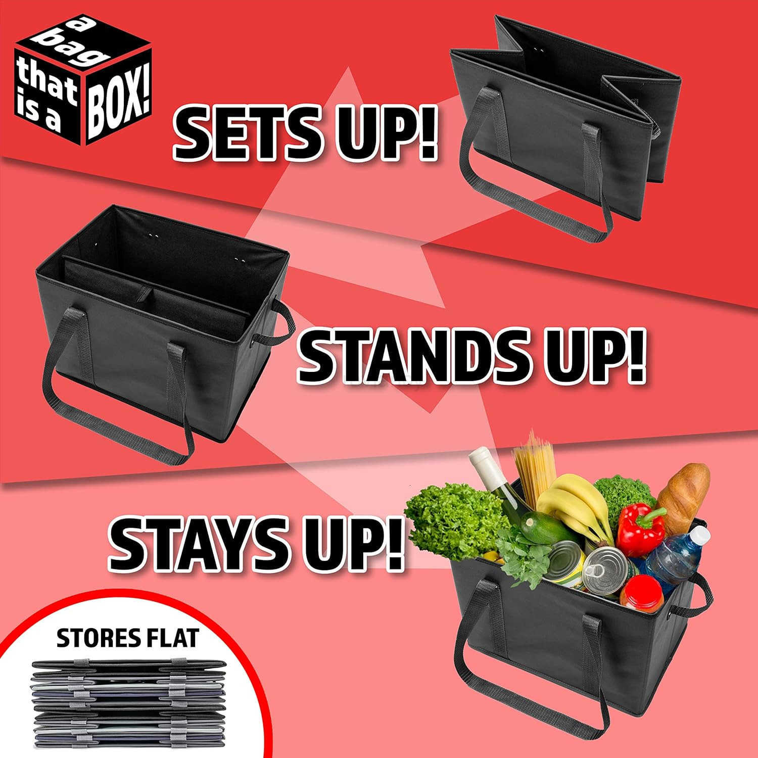 4pk Reusable Grocery Bags Shopping Bags Tote Box Large Heavy Duty Groceries Bag Handles Foldable Reinforced Bottom Navy BlueGrayW250904