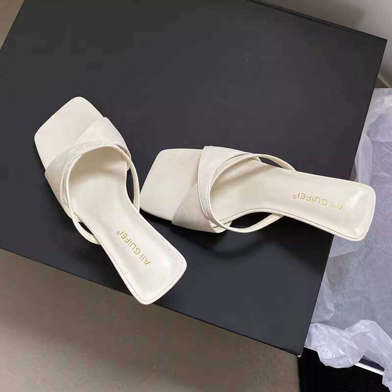 New Chinese Style National Trend Irregular Wedge Open-Toe Sandals for Women Summer Niche Design Squ Toe Designer Shoe High Heel One-Strap Slippers