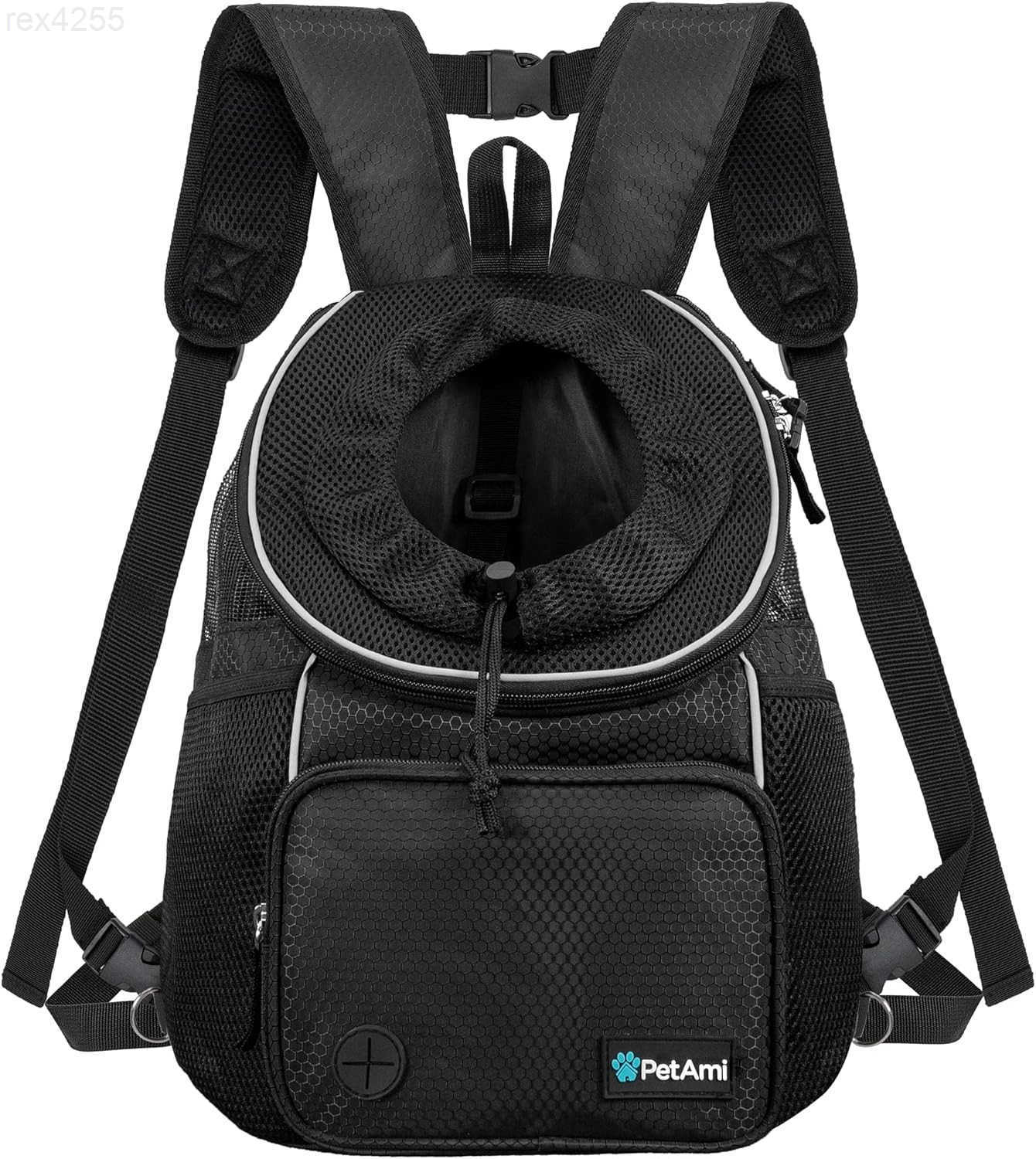 Dog Cat Chest Carrier Backpack Ventilated for Hiking Camping Travel Max 10 lbs BlackW250904