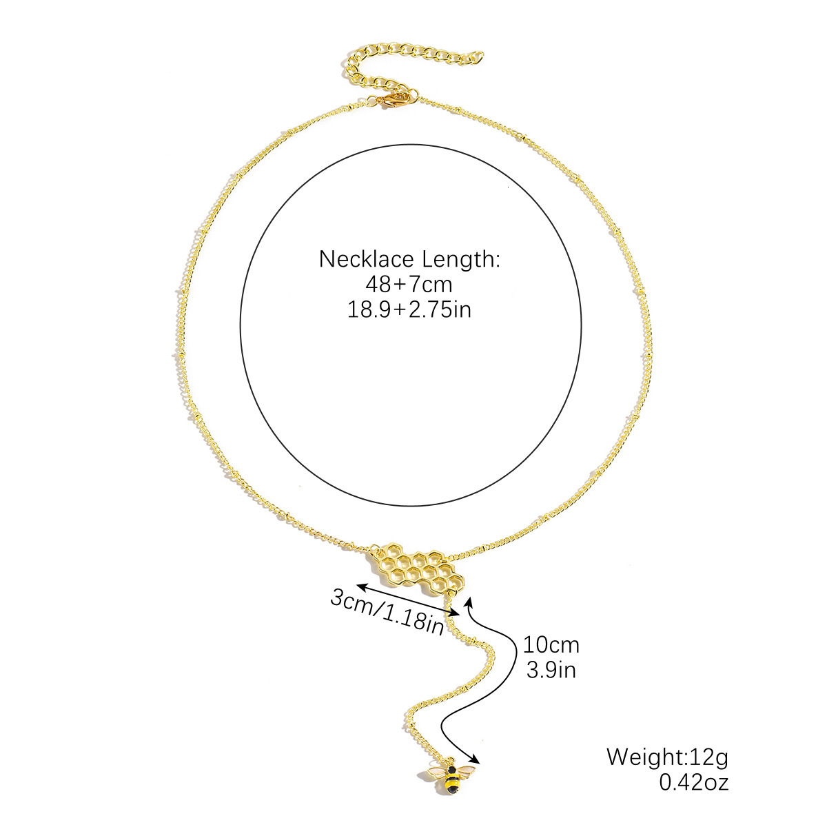 Sweater Chain Extended Bee Pendant Elegant Long Y-shaped Necklace for Women