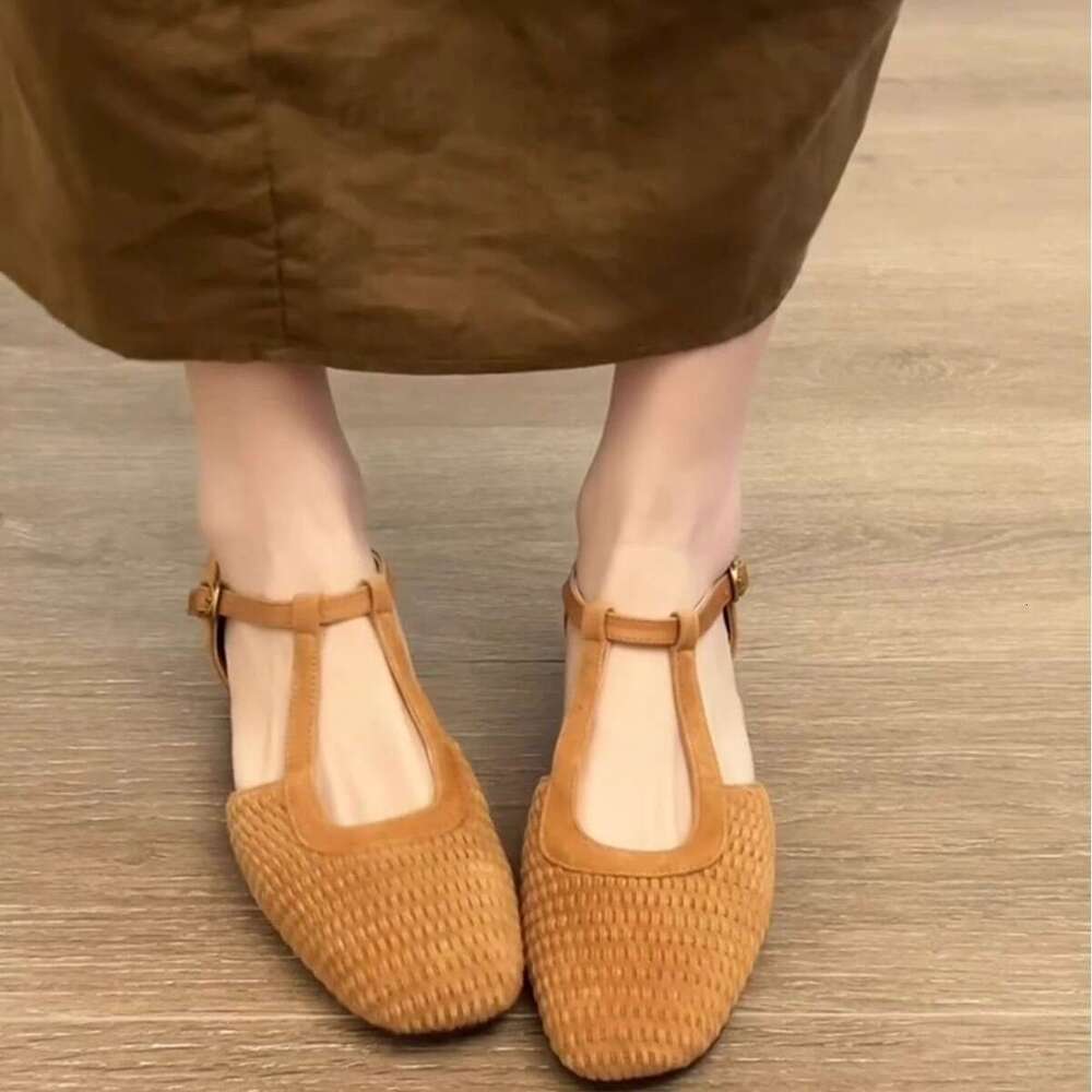 Woven Stunning Roman Sandals for Women 2025 New Summer Outdoor Hollow Mary Jane Designer Shoe Chunky Heel Closed Toe Single Shoes