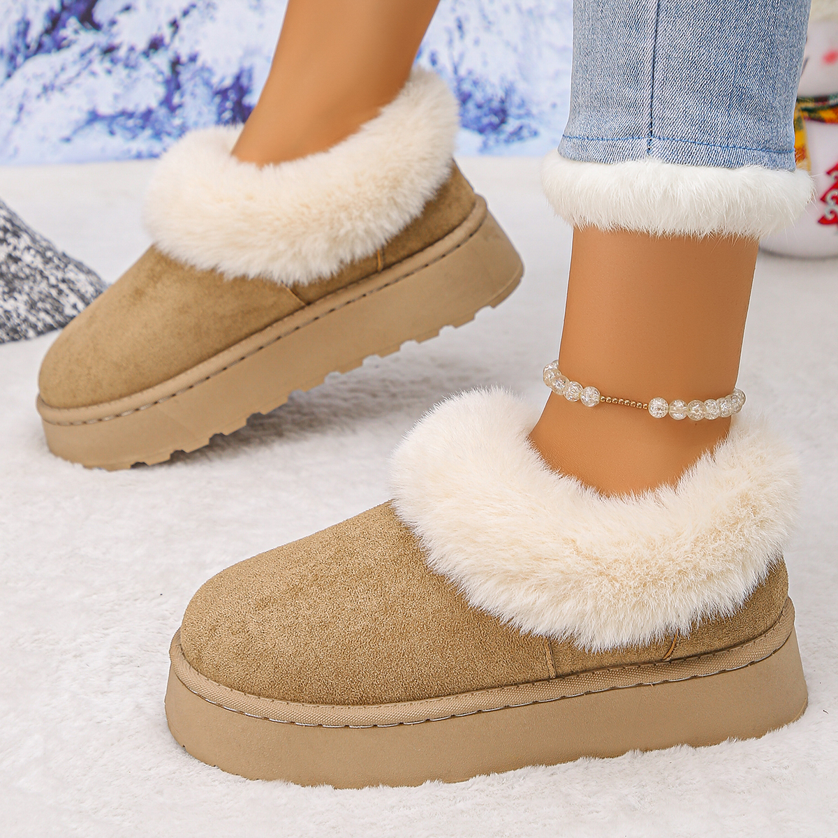 Low-top insulated thick-walled warm snow boots, winter short boots, cotton shoes