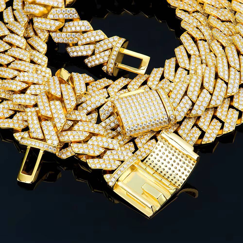 Wholesale Jewelry 14mm 925 Sterling Silver Miami Iced Out Vvs Mossanite Moissanite Diamond Cuban Link Necklace Chain for Men