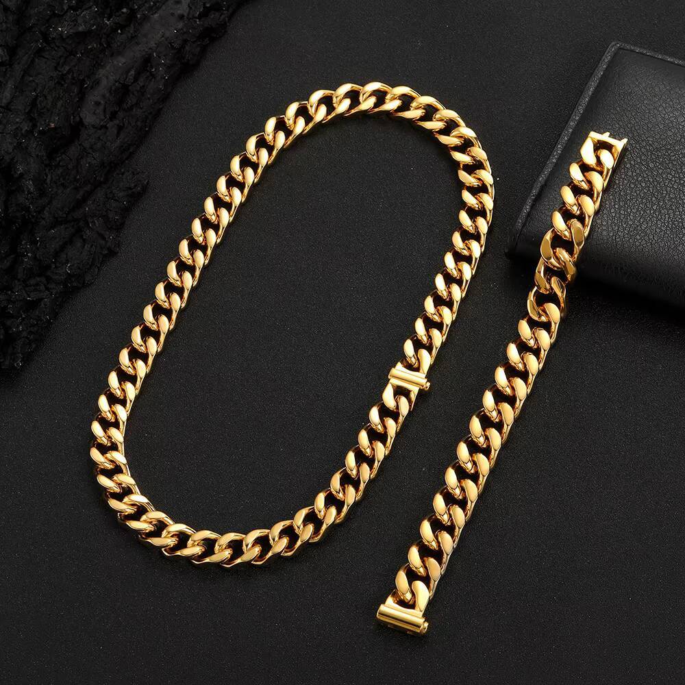 NUOYA 18K Gold Plated Cuban Bracelet for Men High Polish Stainless Steel Hip Hop Jewelry Cuban Link Chain Bracelet for Men