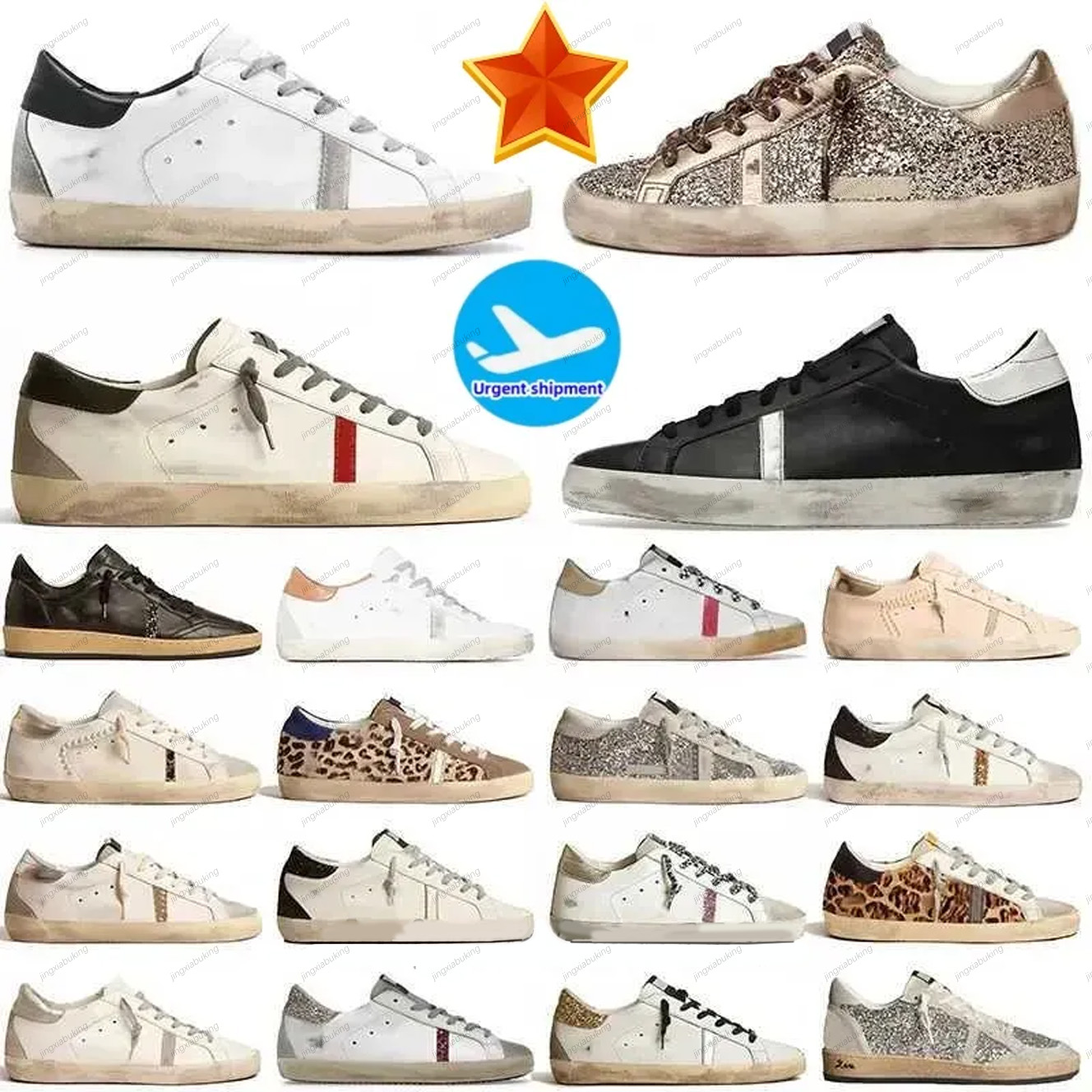 Italy 2025New Designer Shoes Old Shoe Loafers Sneakers Super-star S Shoes Leather Italy Dirty Brand Women Men Ball Casual Star Trainers Top One 35-45