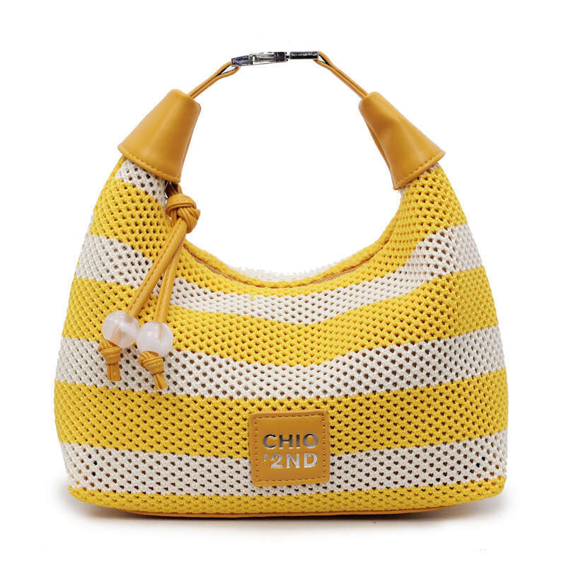 DHEssentials 2025 Trendy Dumpling Bag, Striped Knitted Crossbody, Multicolor Summer Purse