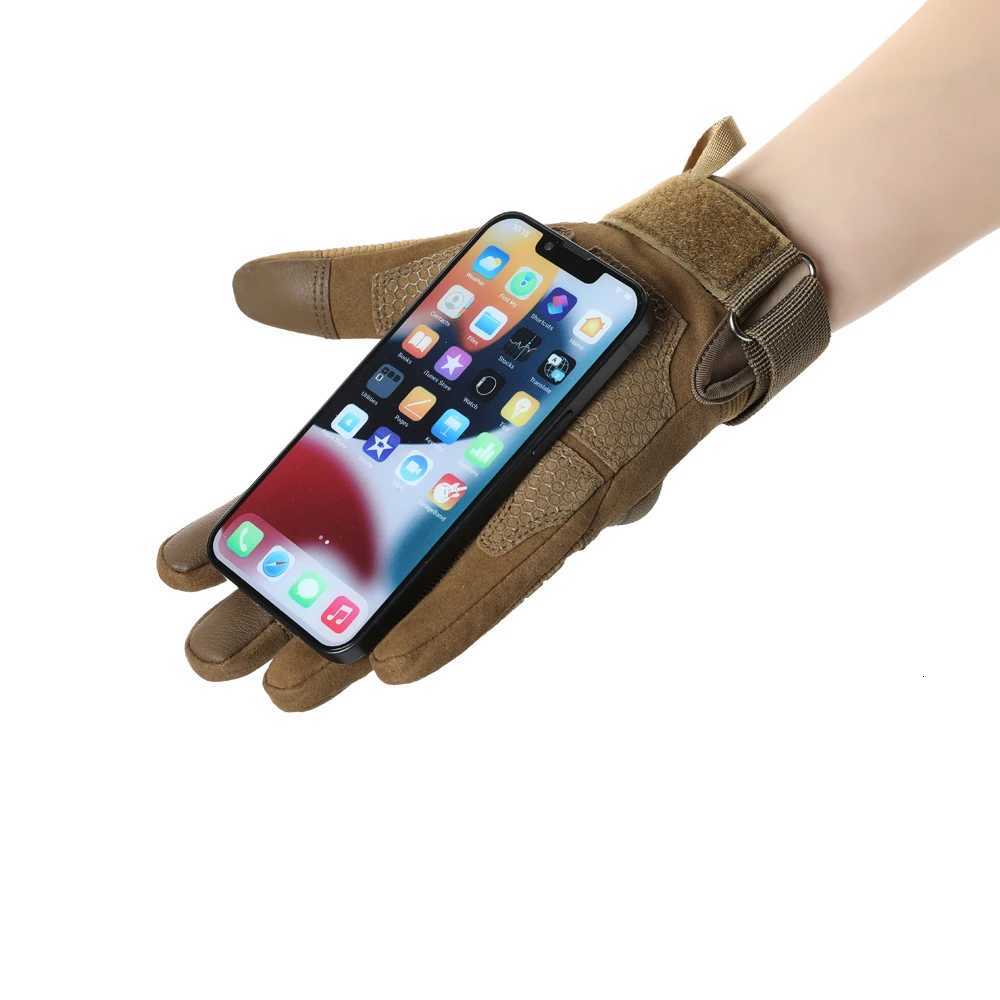 Touch Screen Tactical Full Finger Gloves Hard Rubber Paintball Airsoft Bicyc Combat Antiskid Cycling Work Glove MenXJ250904