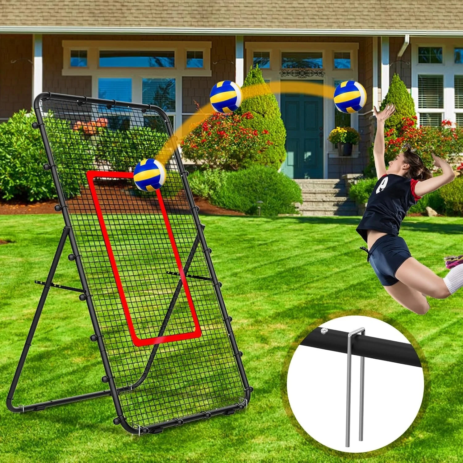 Adjustable 7x4ft Volleyball Net MultiSport Rebounder for LacrosseBaseballSoccerTennis Backyard Hitting Serving Practice 250903