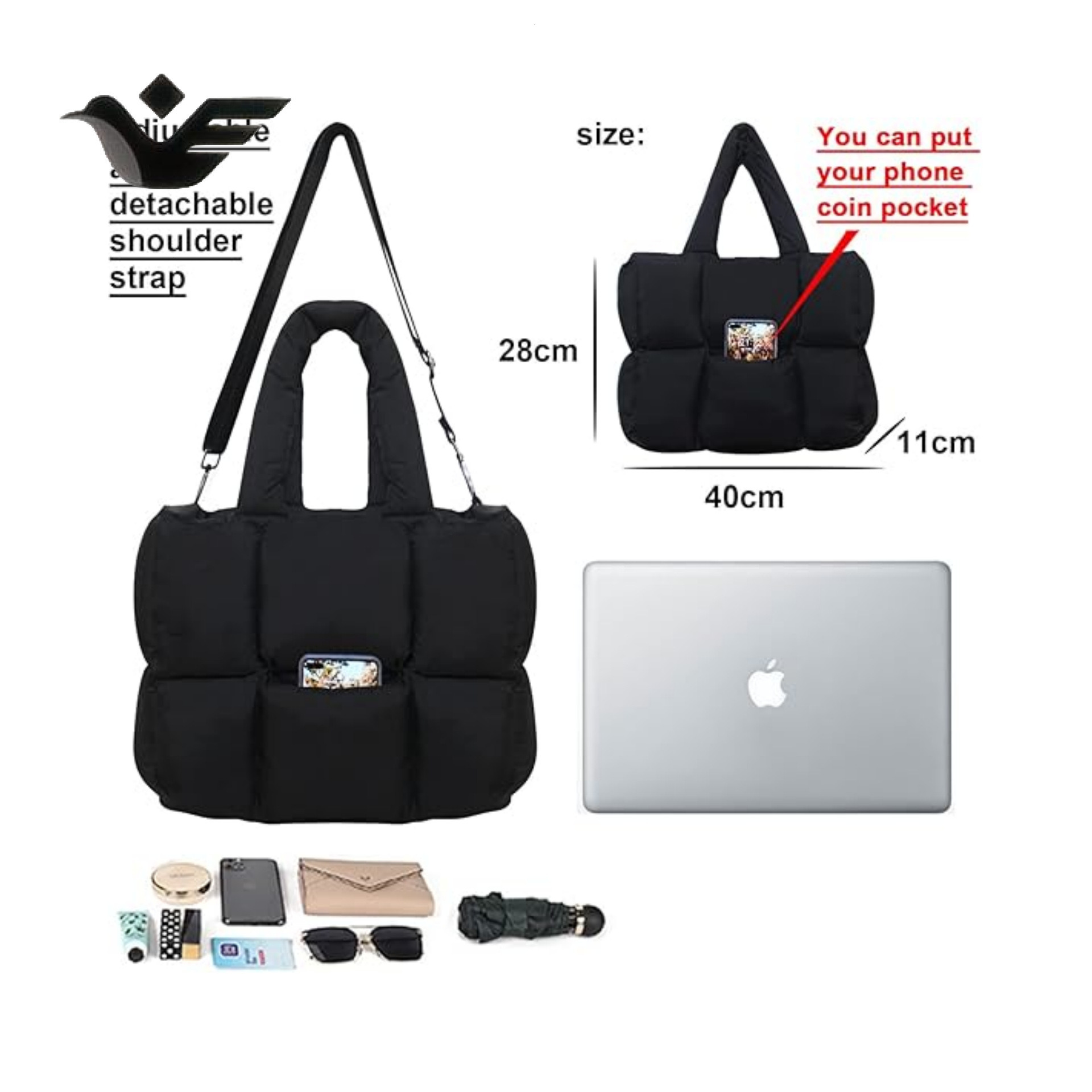 Feiyan Free Shipping New Designer Bag Luxury Shopping Bag Trend New Women's Shoulder Bag Down Cotton Jacket Bag Large Capacity Fashion Handheld T