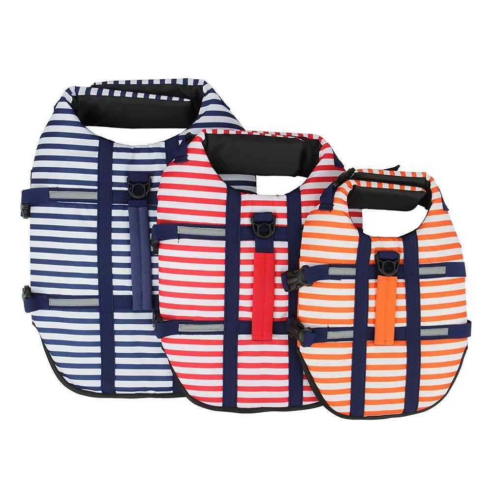 BlueRedOrange Striped Pet Swimsuit Dog Swim Life et Summer Reflective Vest Pet Clothes For Small Medium Big Dog W250904