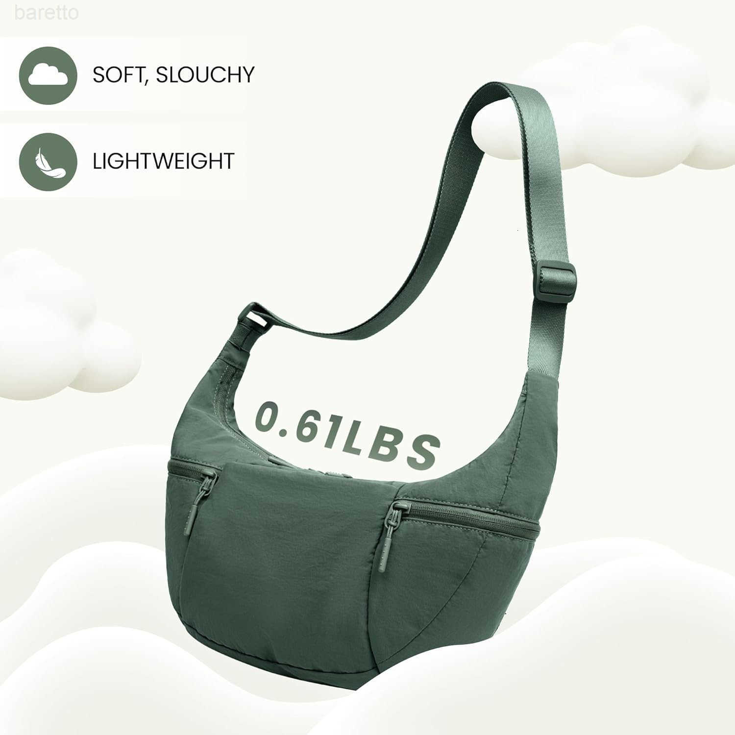 Nylon Crossbody Bag for Women Lightweight Shoulder Purse with Zipper Trendy Crescent Sling Bag with Adjustable Stap M250903