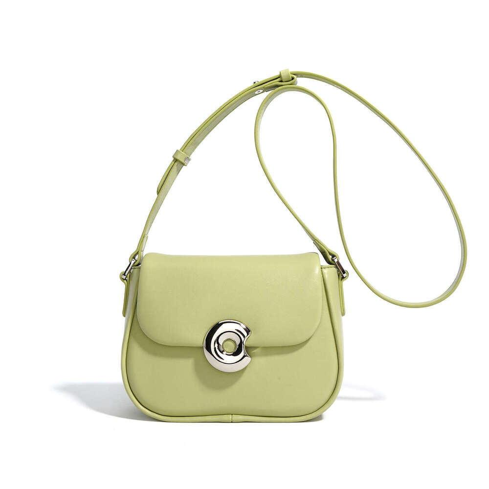 DHEssentials 2025 New Genuine Leather Saddle Bag Small Crossbody Shoulder Bag Urban Minimalist Commuter Versatile Black Butterfly Orchid Red Green