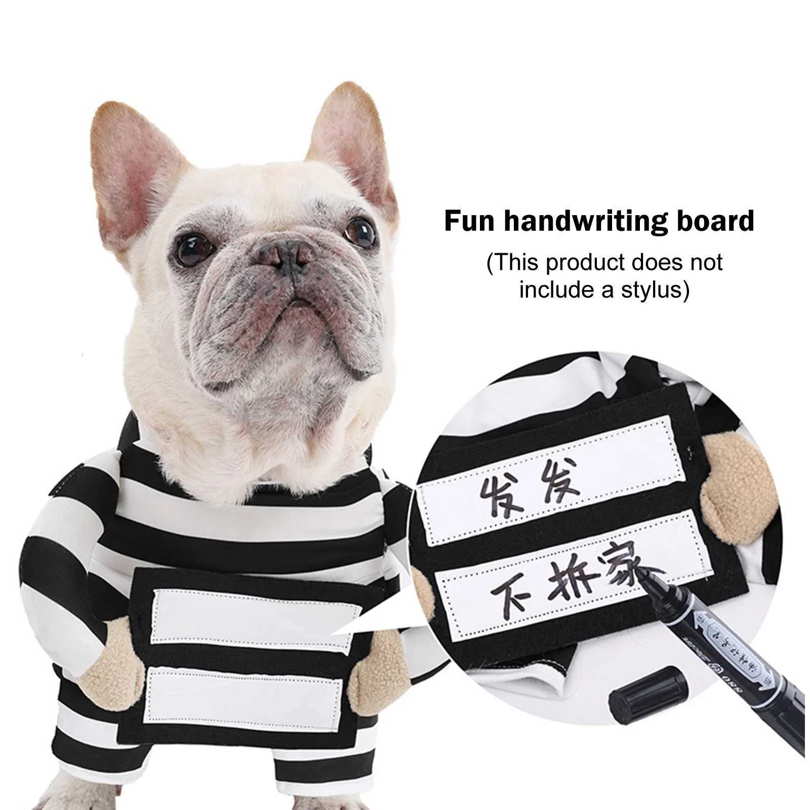 Pet Dog Prison Costume Funny Transformation Striped Prisoner Dog Clothes Party Dress Up Cute Animal Costume With Id Tag W250904