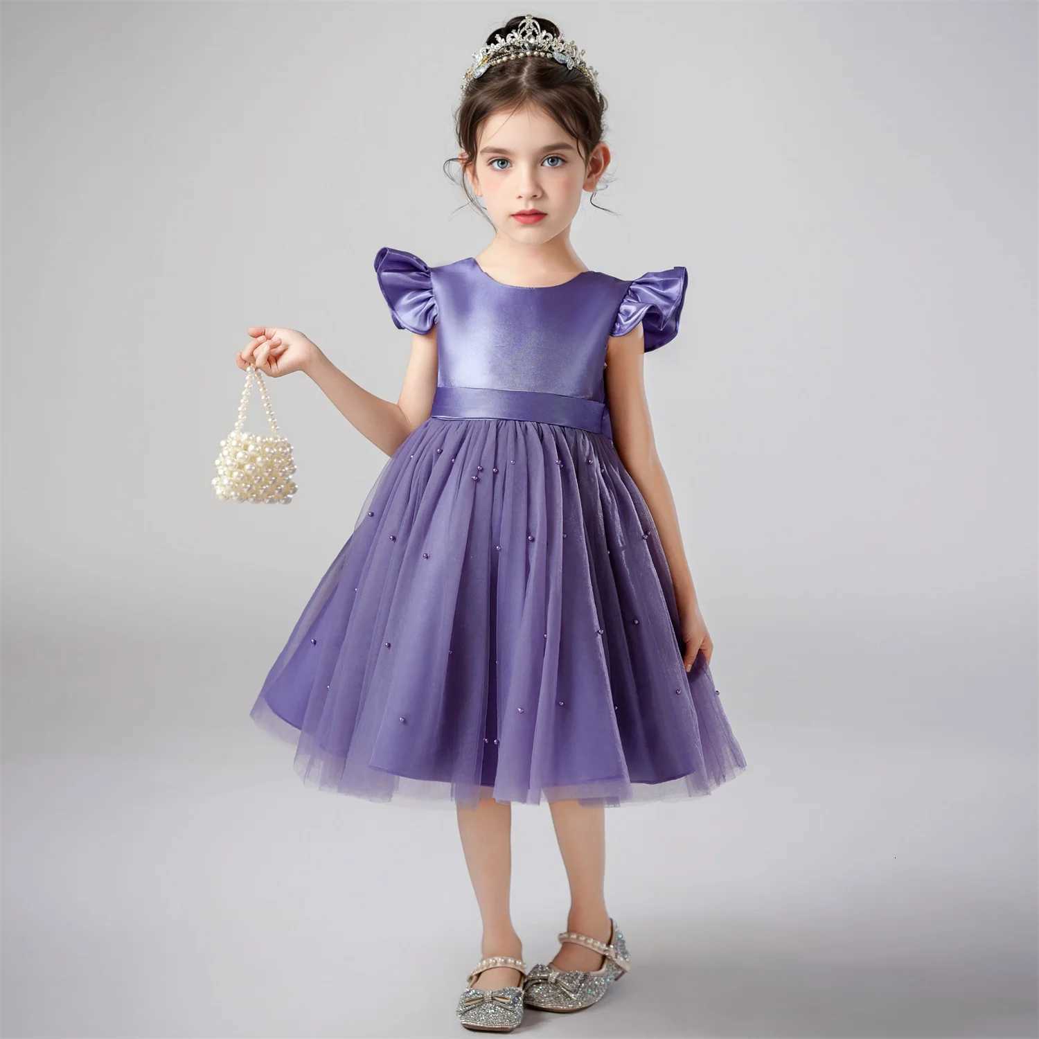 Factory Flower Girl Wedding Dress Tulle Short Sleeveless A Line Holiday Birthday Party Kid Girl Ball Gown Girls Formal Dresses Z250904