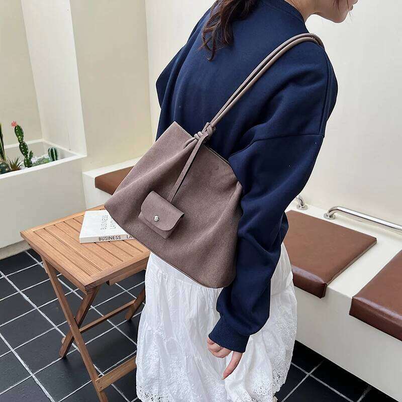 LEFTSIDE Faux Suede Tote 2025 Winter Auturm Casual New Shoulder Young Women's Underarm Bag Handbags And Purses