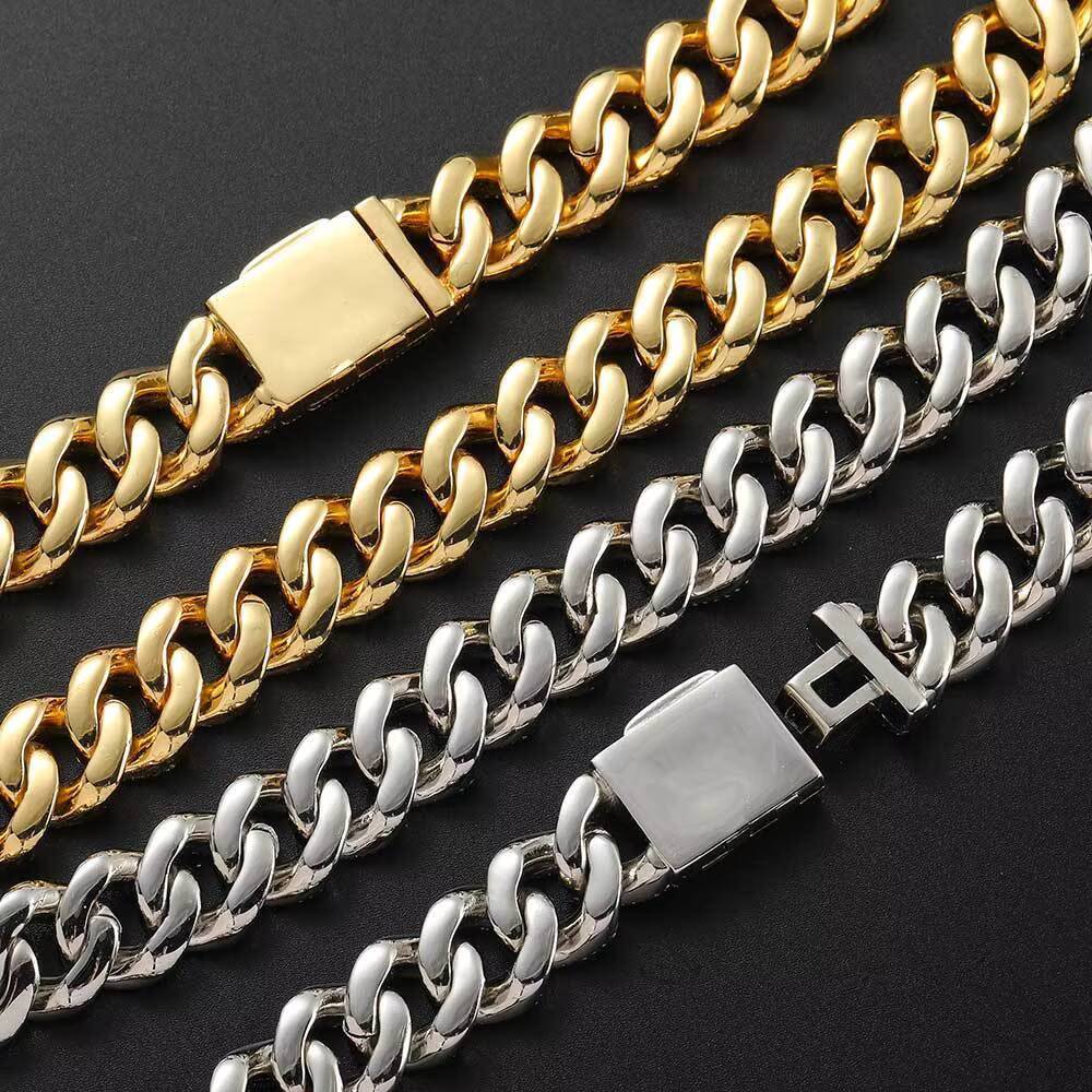 Chain Necklace High Quality Luxury Gold Plated Brass Necklace Fashion Hip Hop Rapper Moissanite Necklace