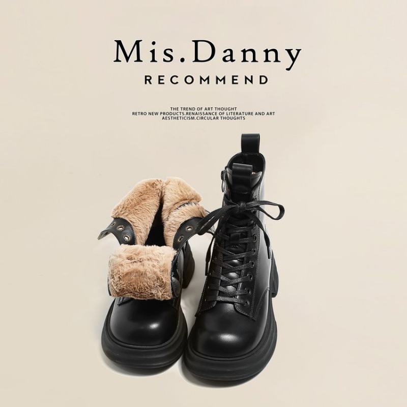 Hot new free shipping designer boots for womens Martin Boots black beige New thick soled lace up versatile Martin boots