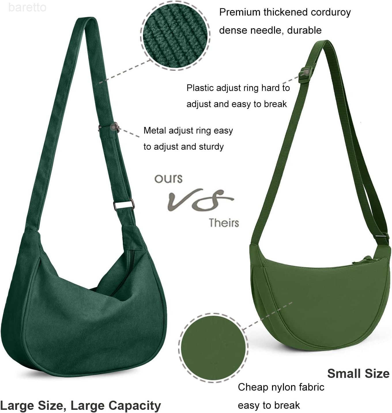 Corduroy Crescent Crossbody Bag for Women Men Small Sling Hobos Dumpling Bag Crescent Purse M250903