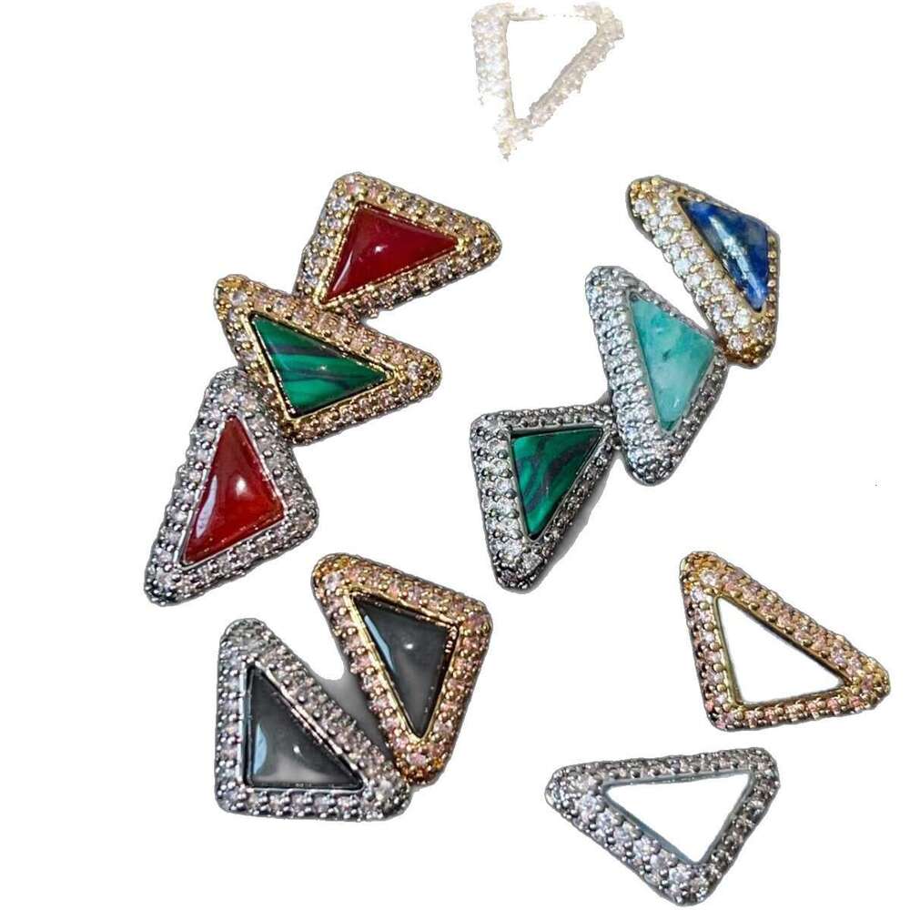 DH collections Festival Gift Colorful Series Natural Stone Triangle Light Niche Design High-end White Mother-of-Pearl Earrings for Women