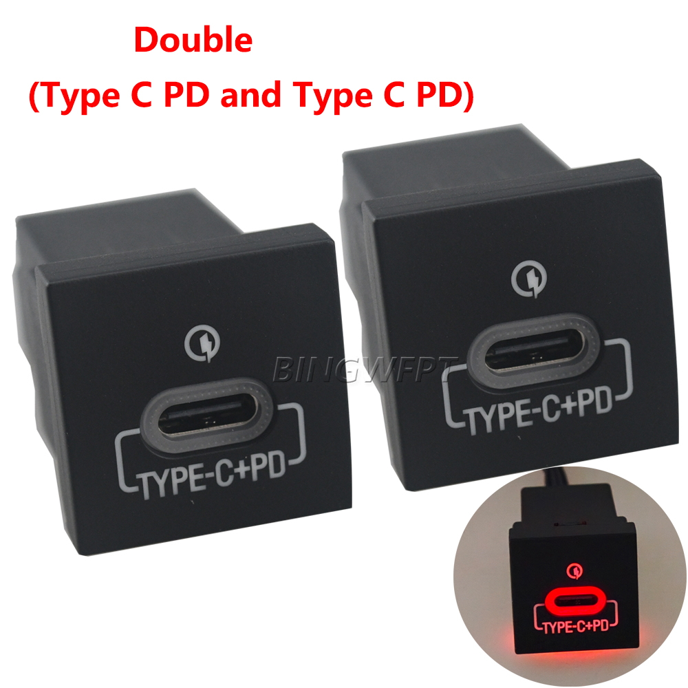 For VW Golf 6 MK6 Jetta 5 Scirocco 2006 - 2012 Car USB Charger PD Quick Charge QC3.0 Phone Charging Adapter Outlet Button