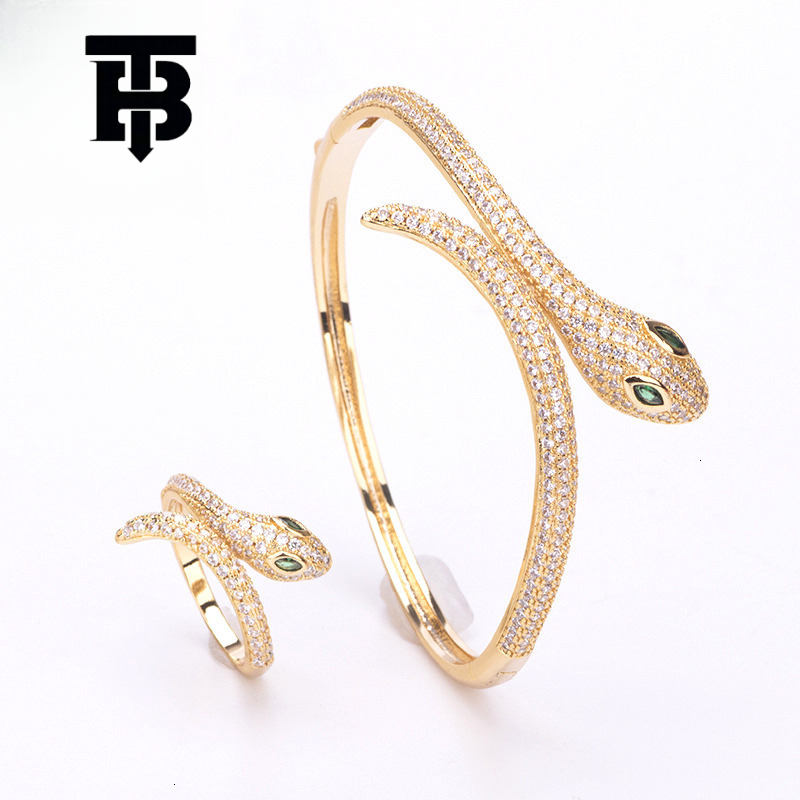 TB BHULAMTE Designer Women's Bracelet, Copper Gold-plated And Diamond-encrusted Snake-head Bracelet Women's Outdoor Fashionable And Personal