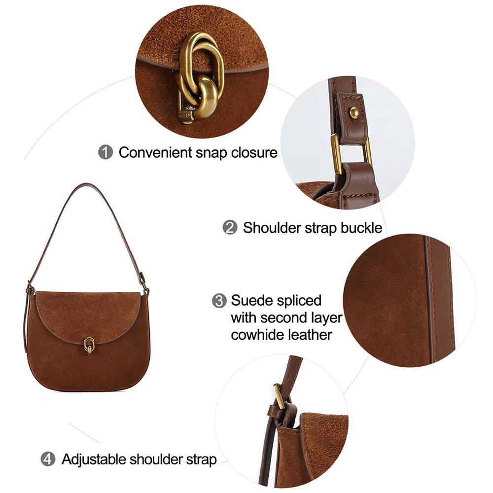 JOYIR Women's Leather Shoulder Messenger Sling Bags for Ladies Retro Crossbody Bag Fashion Designer Tote Handbag