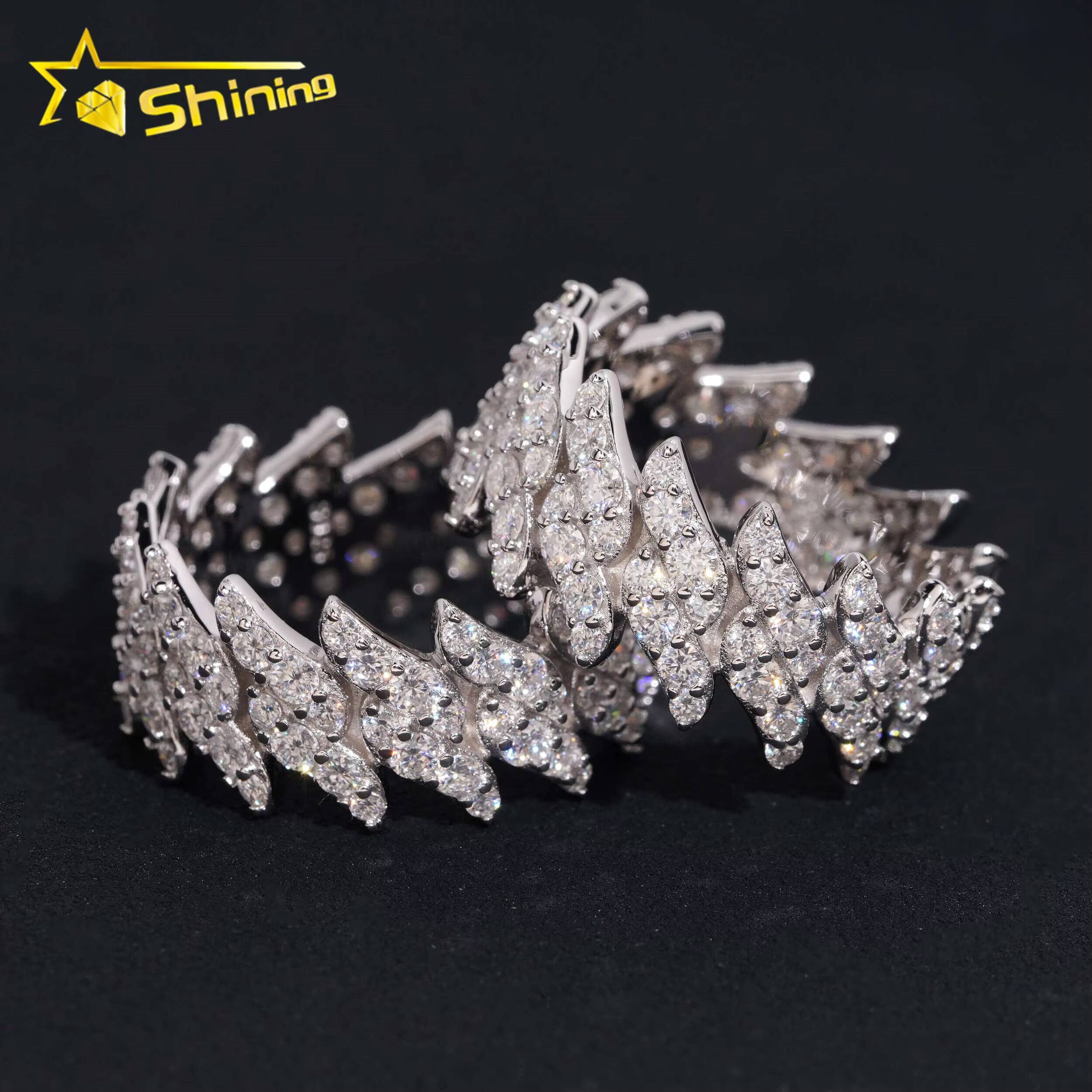 New in Stock Fashion Design Moissanite GRA Moissanite 925 Sterling Silver Gold Plated Hip Hop Iced Out Mens Thorns Rings