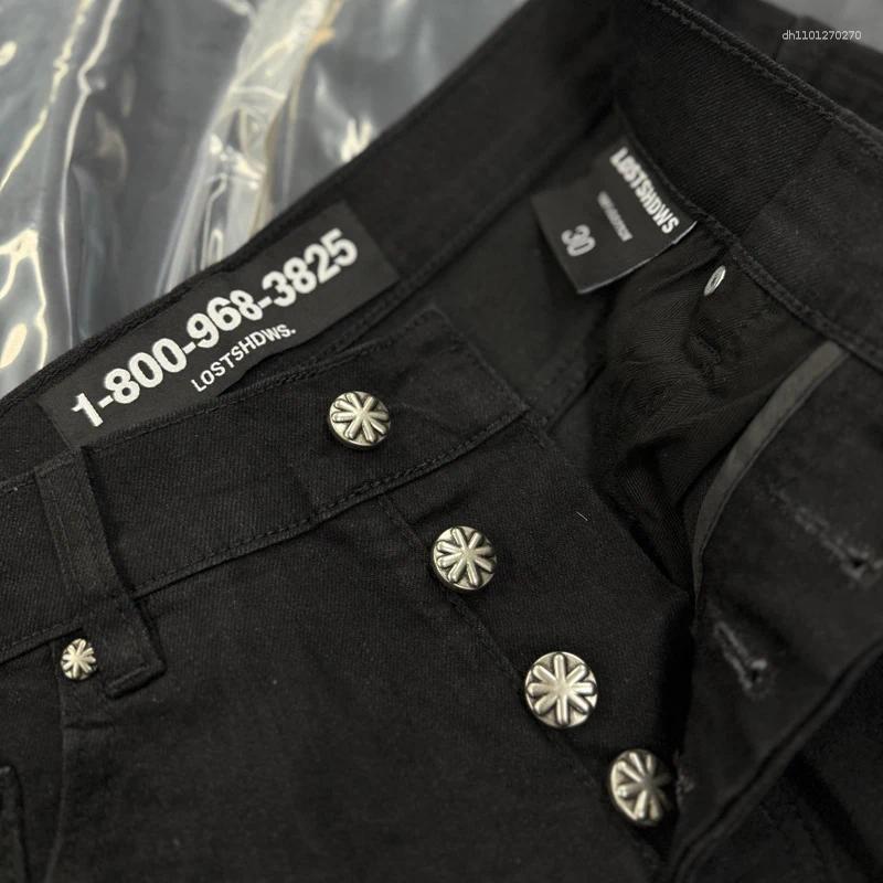 Men's Jeans 25SS LOSTSHDWS High Street Men Women Embroidery Slim-fit Straight-leg Trousers Denim Pants
