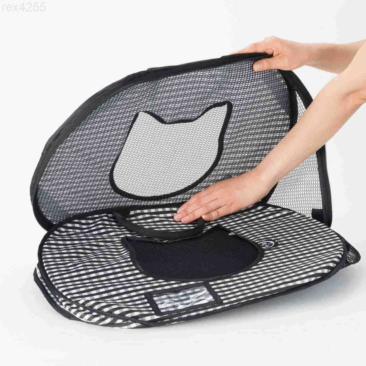 Cat Travel Carrier Collapsible Gray White for 2 Cats for Indoor Cats Small Medium Large CatsBlackW250904